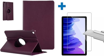 Screenprotector Geschikt voor Samsung Galaxy Tab A7 Hoes - (2020/2022) - 360 graden draaibaar case Paars + screenprotector gehard glas