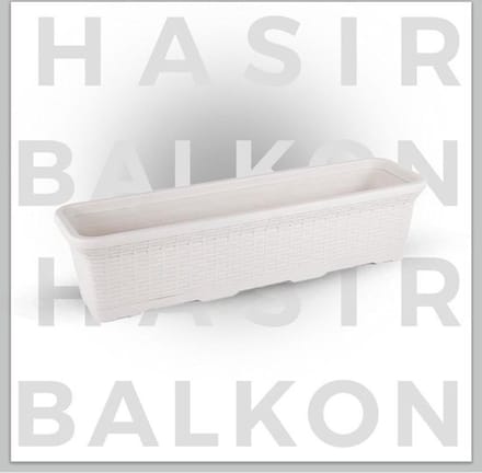 Rieten balkon bloembak 16.5L wit kunststof723x20x18 Rotanlook met drainage