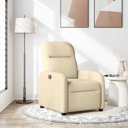 vidaXL - Fauteuil - verstelbaar - stof - crèmekleurig