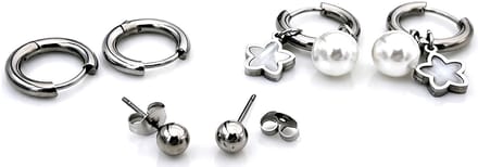 Oorbellen set - RVS - zilverkleurig - 3 paar