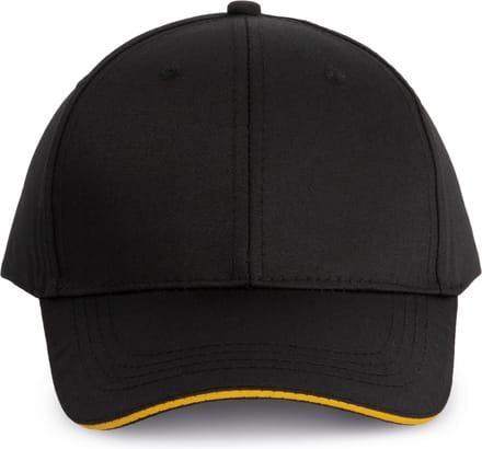 WK. Designed To Work Contrasterende sandwichpet 6 panelen Oeko-Tex WKP145 - Black / Yellow - One size