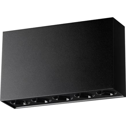 Plafondlamp SOLE compacte rechthoekige spot met LED - Sollux Lighting - IP20 - Zwart aluminium behuizing - 13.7 x 3.5 x 8.3 cm - 5 x LED LED, inclusief lichtbron - 5 x 11 W - Minimalistische plafondlamp voor woonkamer, slaapkamer en eetkamer