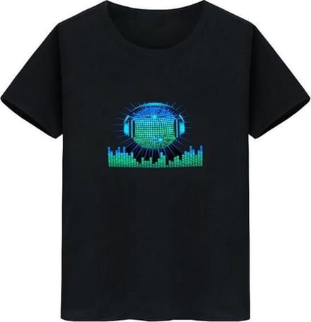 LED T-shirt - Equalizer - Zwart - Koptelefoon Bal - Maat XXXL