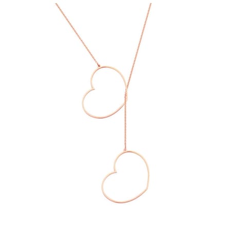 Ketting met twee harten | rosekleurig | AG925
