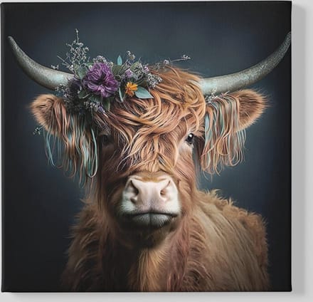 Canvas Schilderij - Hooglander - Schotse - Dieren - 60x60x2 cm