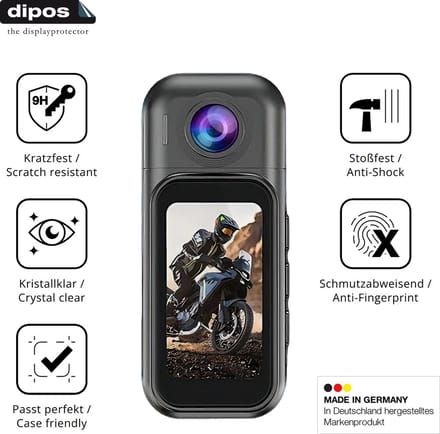 dipos – 2x Pantserfolie geschikt voor 7JI 32266 Körperkamera 4K | 9H Screenprotector