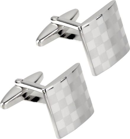 Fako Bijoux - Manchetknopen - Blokjes - Mat/Glans - Zilverkleurig