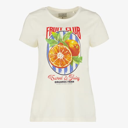 TwoDay dames T-shirt met fruit wit - Maat S