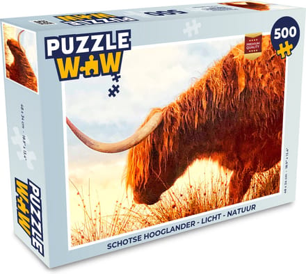 Puzzel Schotse hooglander - Licht - Natuur - Legpuzzel - Puzzel 500 stukjes