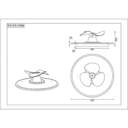 Reality Leuchten LED-ventilator Nybro, zwart, DC, stil, 50 cm, CCT, afstandsbediening
