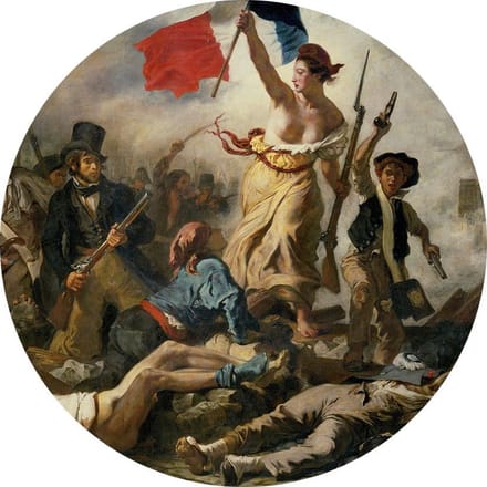 De vrijheid leidt het volk, Eugène Delacroix - Foto op Behangcirkel - ⌀ 40 cm
