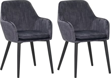 Colenis® - Melly Eetkamerstoel - Set Van 2 - Grijs - Fluweel - Velvet - Met armleuning