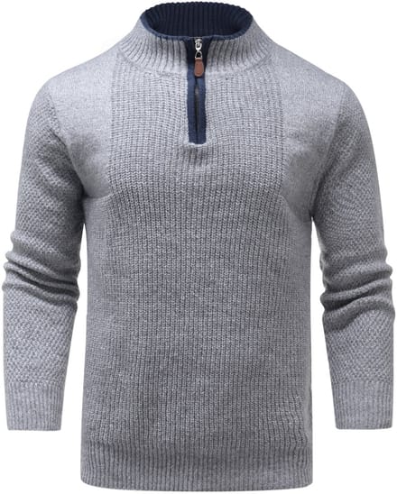ALLTHEMEN Heren casual kraagtrui - Half-rits ontwerp - M