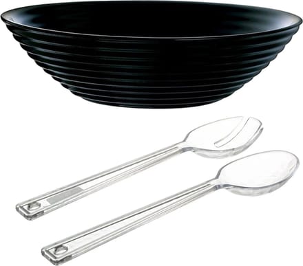 Luminarc Slakom/Serveerschaal zwart - kunststof slacouvert - Glas - D27cm