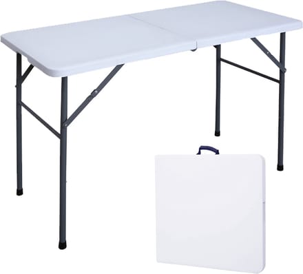 Goliving Inklapbare Tafel – Klaptafel – Campingtafel – Vouwtafel Buiten – Weerbestendig – 122 x 60 x 74 cm – Wit
