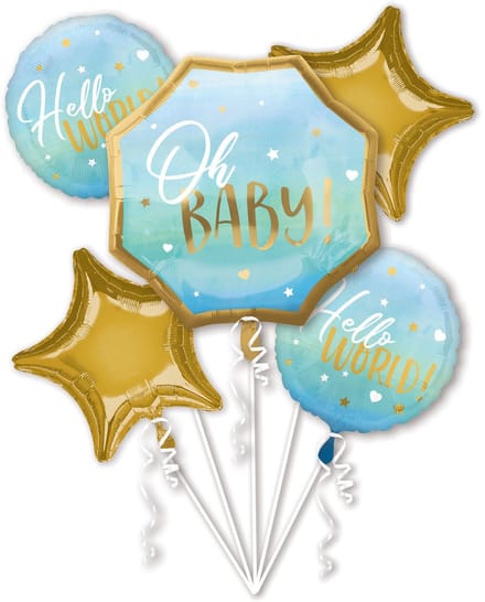 Amscan - Folieballonnenset Hello World Blauw(43 cm / 55 cm)