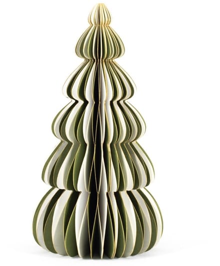 Papieren kerstboom wit met groen 20cm