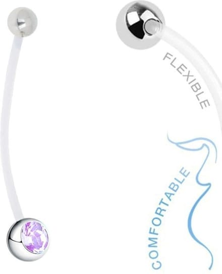 Fako Bijoux® - Zwangerschapspiercing - Kristal - Lila