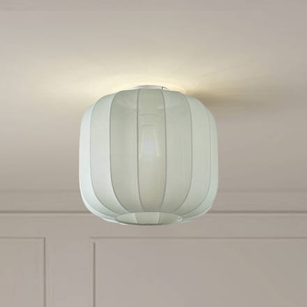 Lindby - plafondlamp - 1licht - Stof - H: 32 cm - E27 - lichtblauw