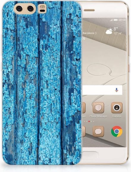 Huawei P10 Plus Bumper Hoesje Wood Blue