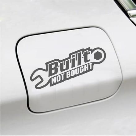 Bumpersticker - Built Not Bought - 8 X 20 - Antraciet