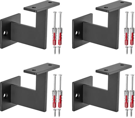 4 x leuningbevestiging, staal, zwart, plat, 90°, 63x81x78 mm