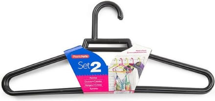 Plasticforte Kledinghangers - 2x - zwart - kunststof - 41 cm