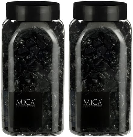 Mica Decorations decoratie steentjes - 2x - zwart - 1 kilo - 650ml - hobby steentjes