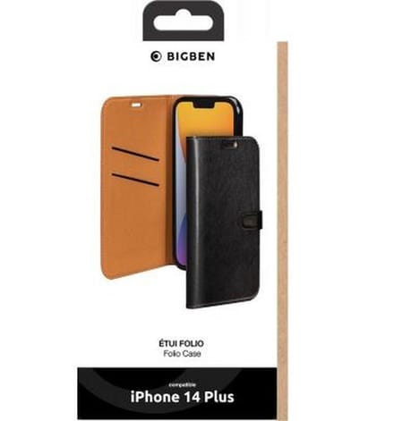 Bigben Connected, Hoesje geschikt voor iPhone 14 Plus - Folio Wallet met Magnetische Lipsluiting, Zwart