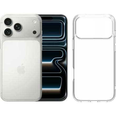 Apple iPhone 17 Pro Max 512GB Zilver + BlueBuilt Protective Back Cover Transparant