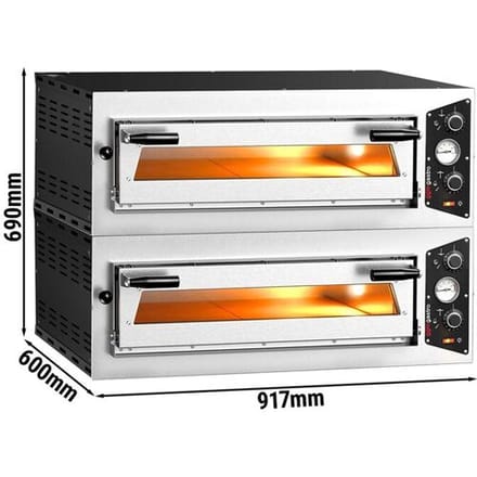 GGM Gastro (2 Stück) Elektro Pizzaofen - 4+4x 30cm - Manuell Zilver