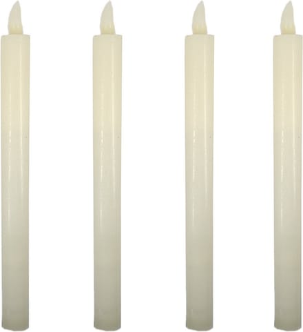 Cepewa Led dinerkaarsen - 4x stuks - LED-verlichting met timer - wit - 25 cm - op batterijen