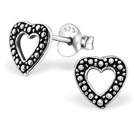 Montebello Oorbellen Adriana - 925 Zilver Geoxideerd - Hart - ∅8mm