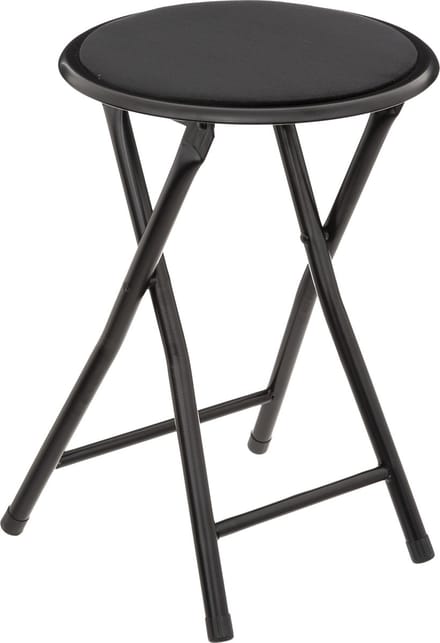 5Five Bijzet krukje/stoel - Opvouwbaar - zwart fluweel - 29 x 45 cm