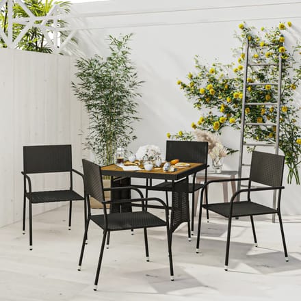 vidaXL - 5-delige - Tuinset - poly - rattan - zwart