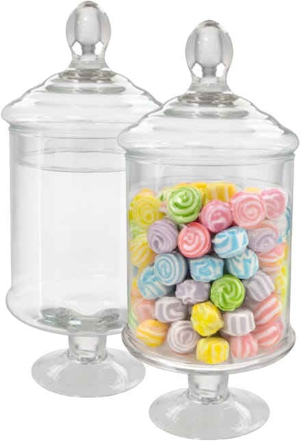 Gerimport snoeppot/voorraadpot Lisa - 2x - glas - D12,5 x H28 cm - transparant - decoratie