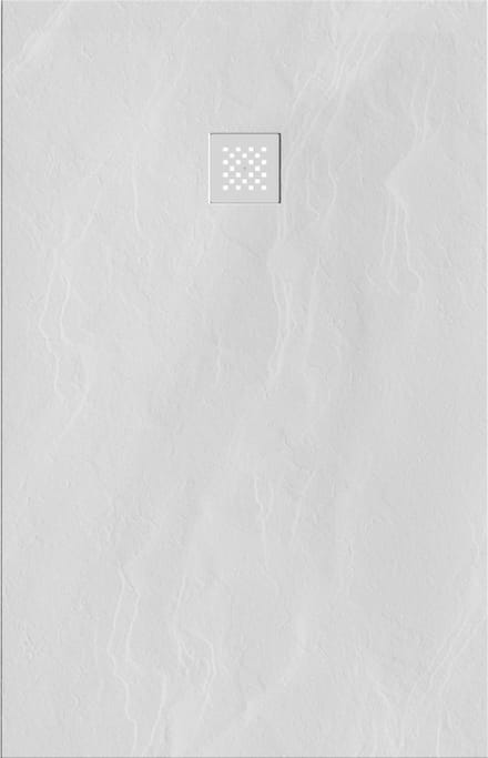 Saniclass Relievo Crag Douchebak - 90x140cm - antislip - antibacterieel - mineraalmarmer - mat wit