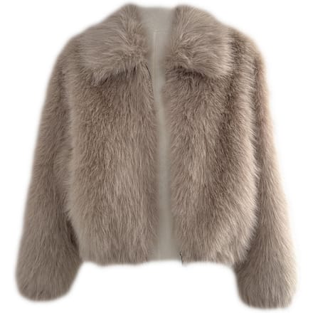Nieuwe Dames Korte Temperament Revers Wijde Casual Mode Pluche Jas S gray