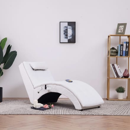 vidaXL - Massage - chaise - longue - met - kussen - kunstleer - wit