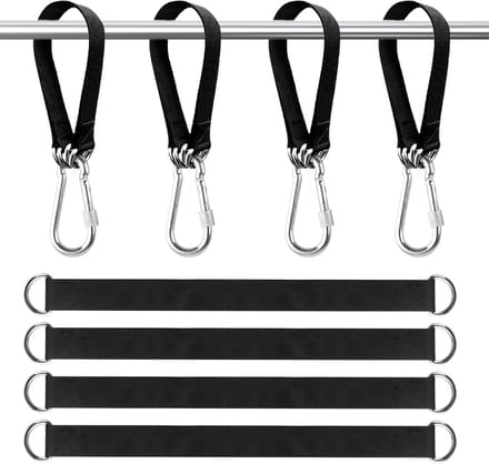 Hangmat Banden - Schommel Set - Buiten Ontspannen - Versterkte Nylon Constructie - 4 stuks - Zwart
