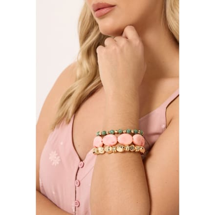 Yours 3Pack Gouden Elastische Kralenarmbandensize One Size