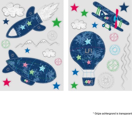 Lief! - Raamstickers - Vliegtuig - Blauw - 2 sheets van 17,5 x 25cm
