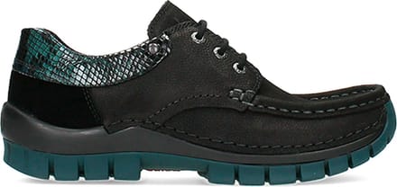 Wolky Veterschoenen Fly zwart/petrol nubuck