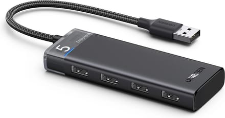 Ugreen - CM653 - HUB met - 4 - USB-A-poorten - en - USB-A-voedingskabel - zwart