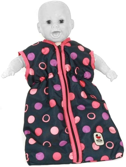 Bayer chic Poppenslaapzak donker blauw/roze stip cirkel