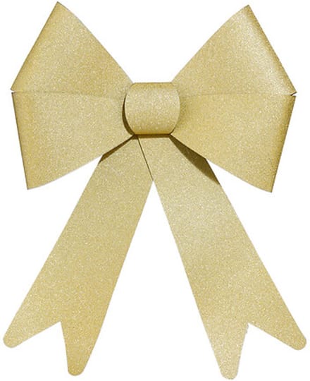 Feeric Christmas Kerst strik - goud - glitter - 30 cm - pvc - decoratiestrik - kerststrik - kerstversiering