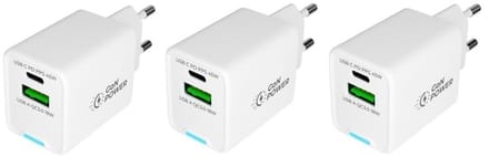3 stuks OneOne 45W super snellader met 2 poorten. USB C en USB A. Compacte GAN Quick Charge lader. PD PPS oplader adapter past op Apple iPhone 13 Mini, iPhone 13 Pro, iPhone 13 Pro Max, iPhone 14, iPhone 14 Plus, iPhone 14 Pro, iPhone 14 Pro Max