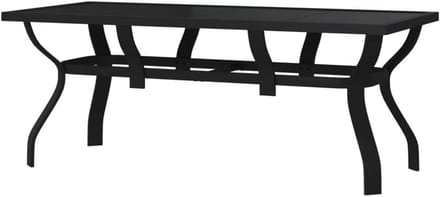 Tuintafel - Eettafel Buiten - Buiten Eten - Gehard Glasblad - 180 x 80 cm - Zwart