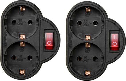 Benson Stopcontact - 2x - 2-voudig - met randaarde en schakelaar - zwart - Stekkerdoos