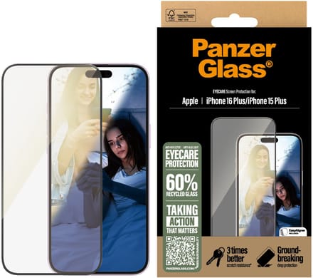 PanzerGlass EyeCare Screen Protector iPhone 16 Plus | Ultra-Wide Fit